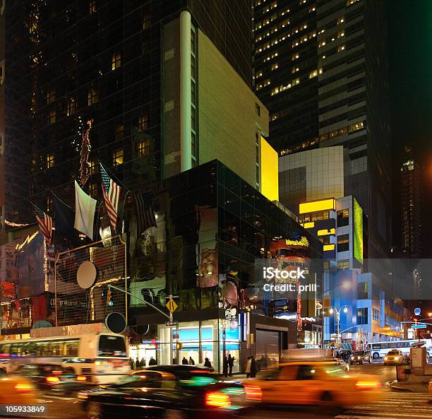 City Life With Times Square At Night Stock Photo - Download Image Now - Activity, Advertisement, Avenue