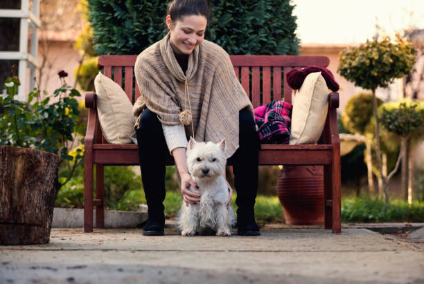 istock Cheerful young woman with cute dog 1059338954