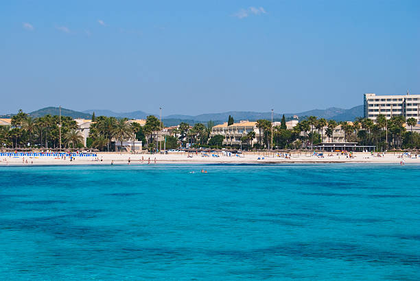 istock Hotels in Sa Coma suburbs and Mediterranean Sea, Majorca island 105934112