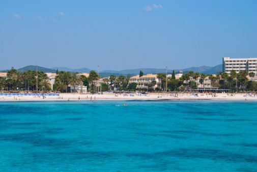 Hotels in Sa Coma suburbs and Mediterranean Sea, Majorca island, Spain