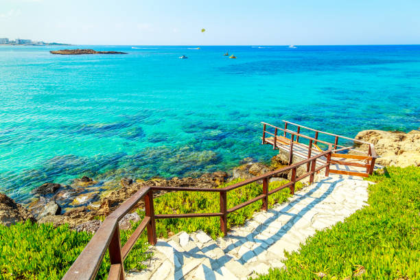 Landscape around Cape Greco, Cyprus stock photo
