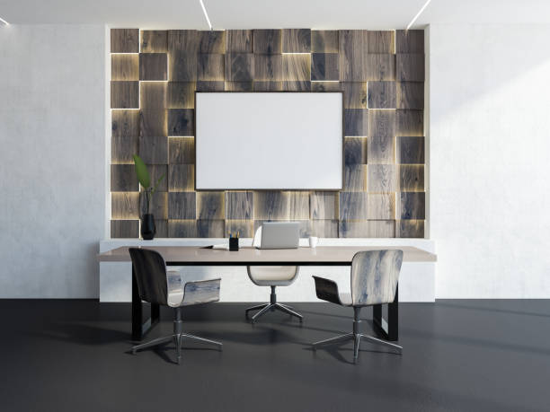 istock White and wooden manager office interior, poster 1059347424