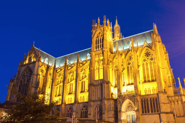 istock Cathedral of Saint Stephen in Metz illuminated at night 1059347694