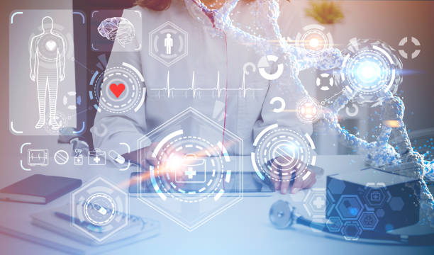 istock Woman doctor and medical interface 1059348056