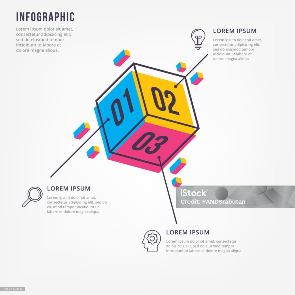 Minimale 3D Infografik - Lizenzfrei Drei Gegenstände Vektorgrafik