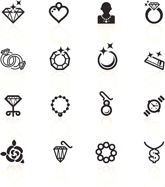 Jewelery Icons - minimo series Jewelery vector  icons set isolated over white background - minimo series  ear piercing clip art stock illustrations