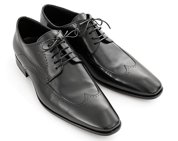 istock Pair of black leather shoes 105935231