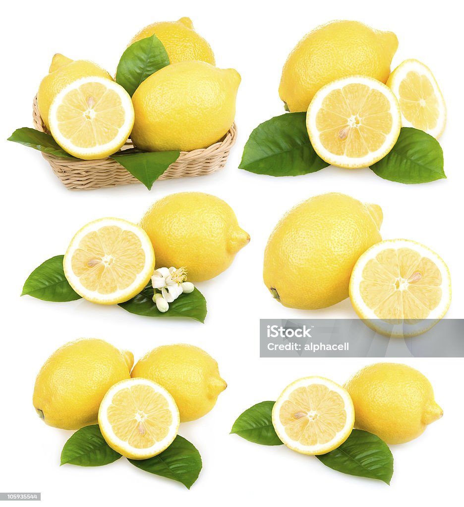 세트마다 잘 익은 레몬색 과일 격리됨에 - 로열티 프리 0명 스톡 사진