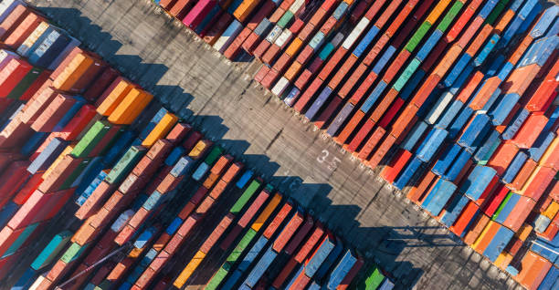 istock Aerial view of Container port 1059356360