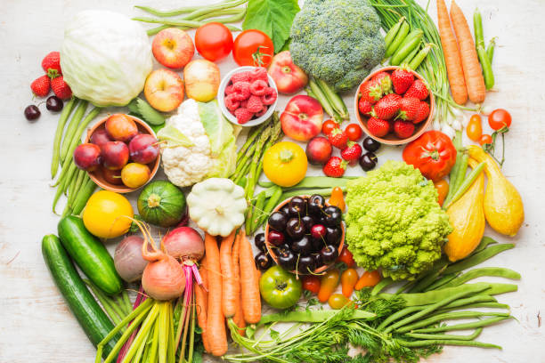 istock Summer fruits vegetables on table 1059357502