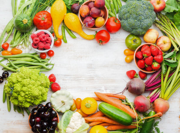 istock Summer fruits vegetables on table 1059357510