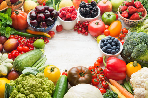 istock Summer fruits vegetables on table 1059357536