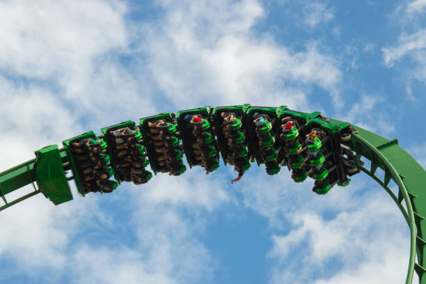 Upside Down in the Clouds - Roller Coaster stock photo