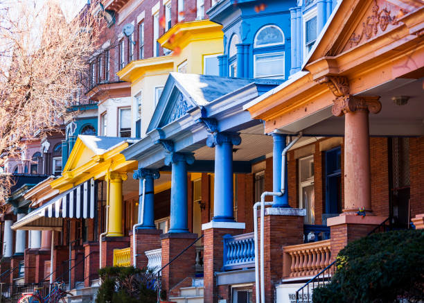 istock Colourful row houses - Charles Village, Baltimore 1059359854