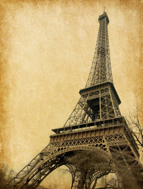 istock Eiffel tower. Photo in retro style. Paper texture. 1059363058