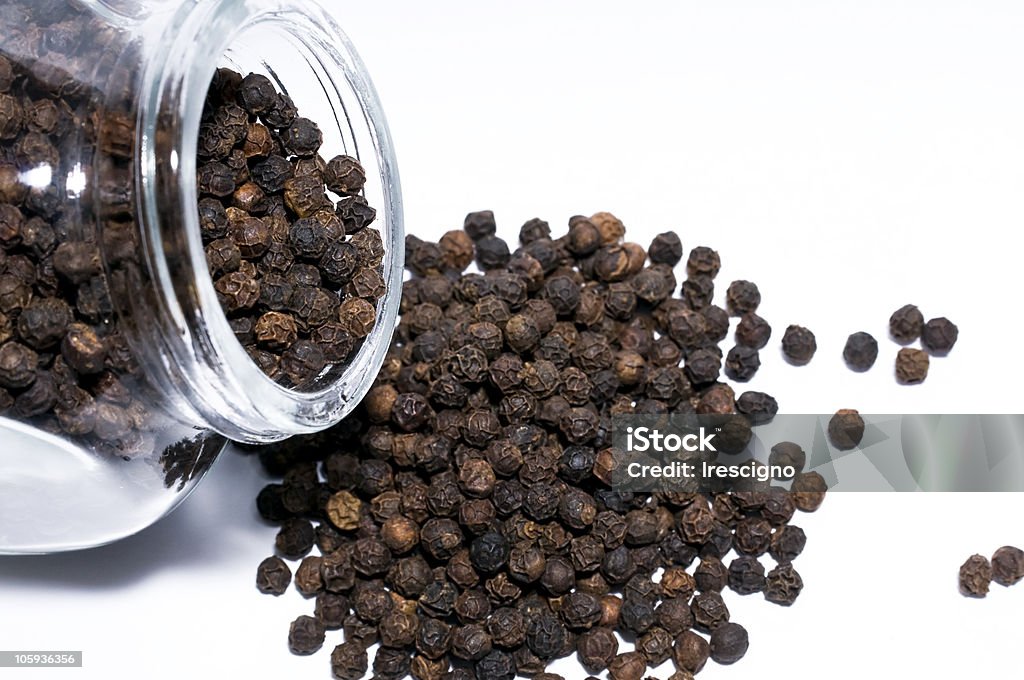 pepper pepper gallipot ready to be used in cooking. Pepper - Seasoning Stock Photo