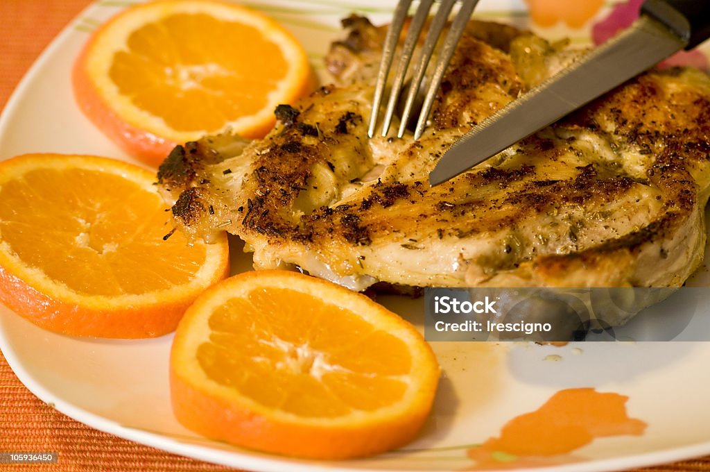 Pollo arrosto con arancio-cucina italiana - Foto stock royalty-free di Alimentazione sana