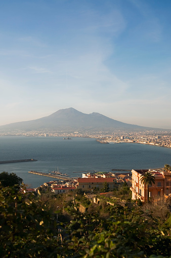 Panoramic view of the city of Naples from the walls of Saint 'Elmo castle, Italy.