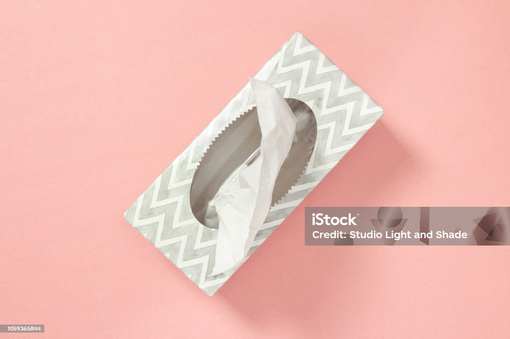 Caja del tejido de fondo rosa pastel - Foto de stock de Pañuelo de papel libre de derechos