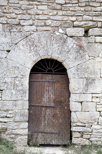 istock Old reinforced wooden door 105936678