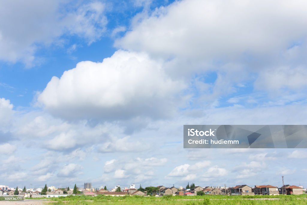 Puffy Clouds  Agricultural Field Stock Photo