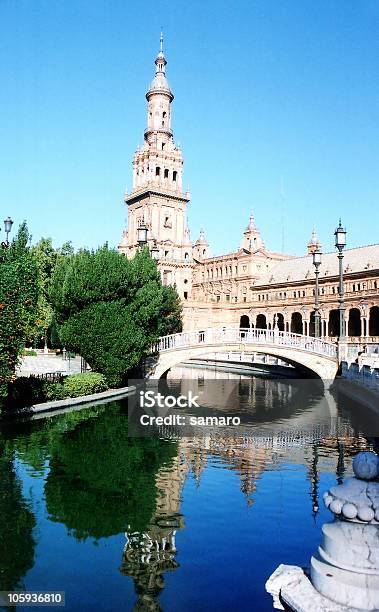 Севилья Plaza De Espana — стоковые фотографии и другие картинки Архитектура - Архитектура, Башня, Без людей