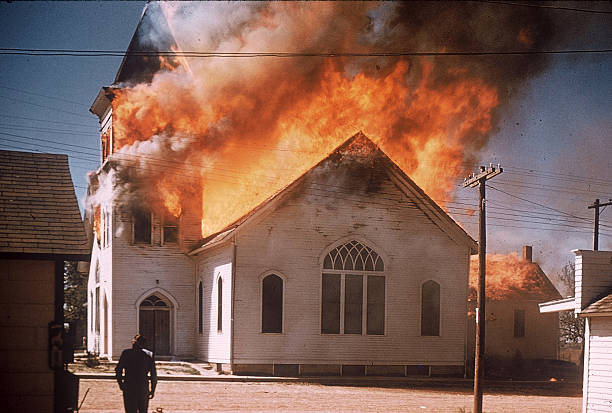 Holy Smoke! 1950's church fire chapel photos stock pictures, royalty-free photos & images