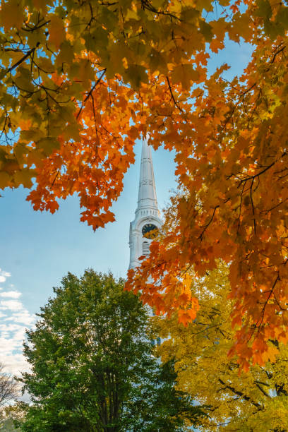 istock Fall Foliage with Church Steeple 1059377620
