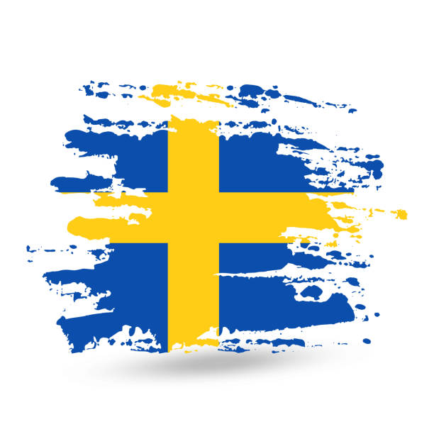 istock Grunge brush stroke with Sweden national flag 1059378252