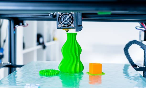 Modern 3D printing. 3d printer mechanism working yelement design of the device during the processes. stock photo