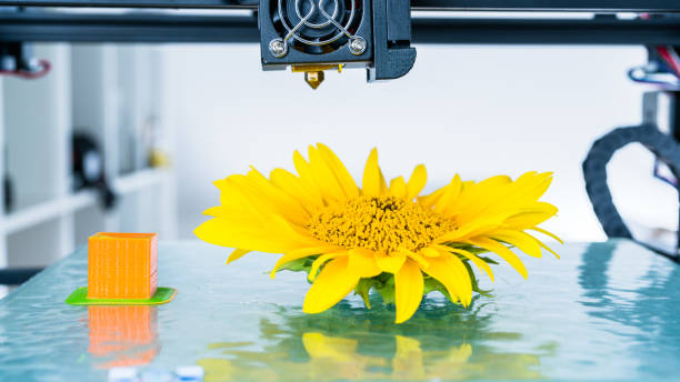 istock Modern 3D printing. 3d printer mechanism working yelement design of the device during the processes. 1059380308