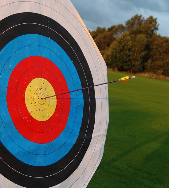 istock Arrow in middle of archery target 105939198