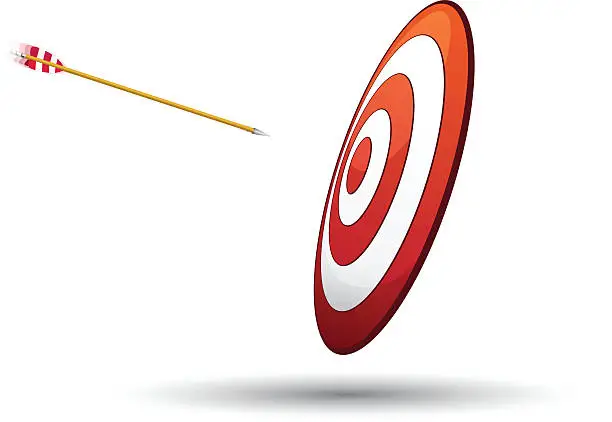 Vector illustration of target and arrow in motion.