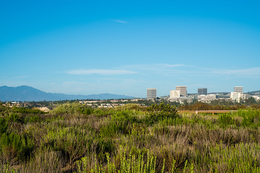 The gorgeous Orange County Skyline in Newport Beach, Southern California.