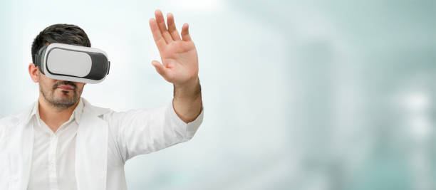 istock Doctor wearing VR virtual reality goggles. 1059420252