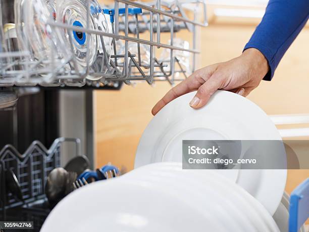 Woman Doing Housework Stock Photo - Download Image Now - Plate, Dishwasher, Holding
