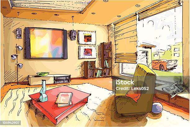 明るいリビングルーム - ポップアートのベクターアート素材や画像を多数ご用意 - ポップアート, インテリアデザイナー, テレビ