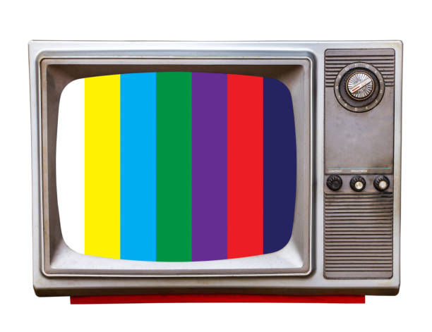 istock Classic Vintage Retro Style old  television with cut  screen,old  television with test screen on isolated background. 1059430688