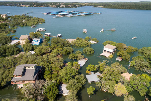 istock Neighborhood flooded , climate change 1059434352