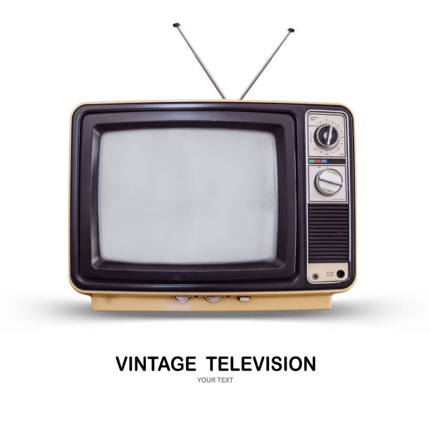 istock Vintage TV : old retro TV set isolated on white background with clipping path. 1059450666