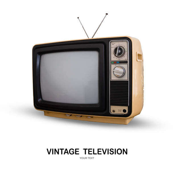 istock Vintage TV : old retro TV set isolated on white background with clipping path. 1059450674