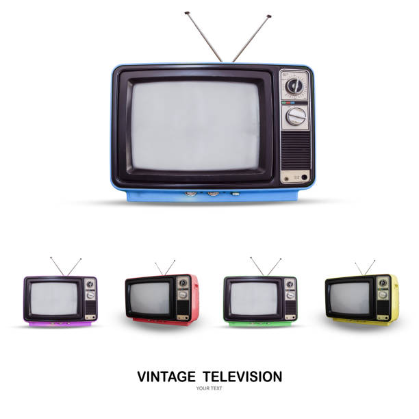 istock Vintage TV : old retro TV set isolated on white background with clipping path. 1059450676