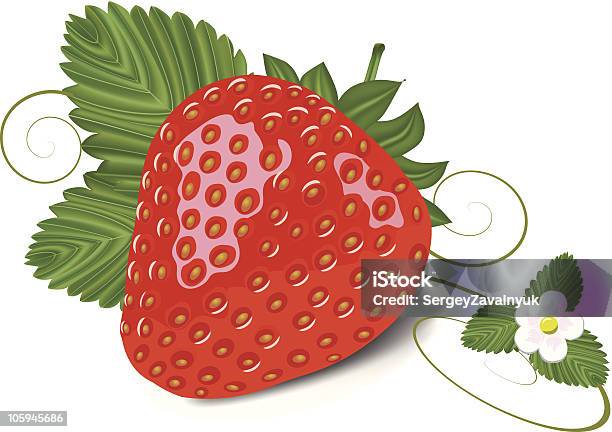 Strawberry With Leaves And Flower Stock Illustration - Download Image Now - Berry Fruit, Color Image, Food