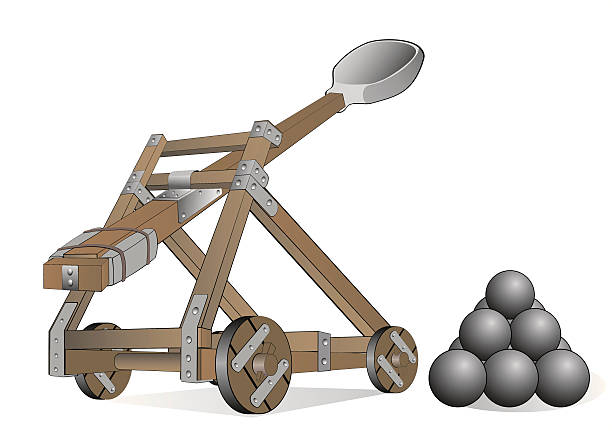 катапульта - trebuchet stock illustrations