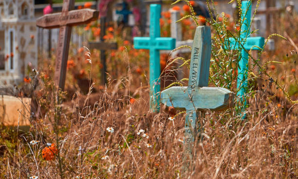 istock Mexican cemetery, wooden crosses 1059458598