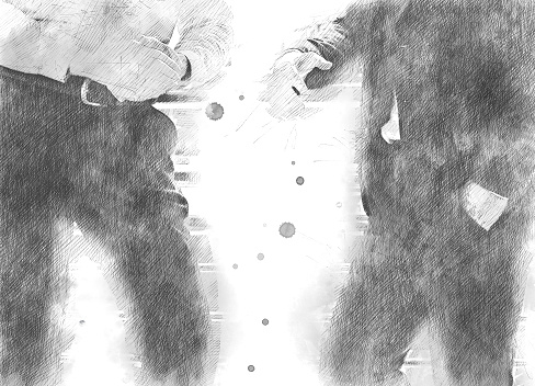 Abstract two business man on watercolor illustration painting background.