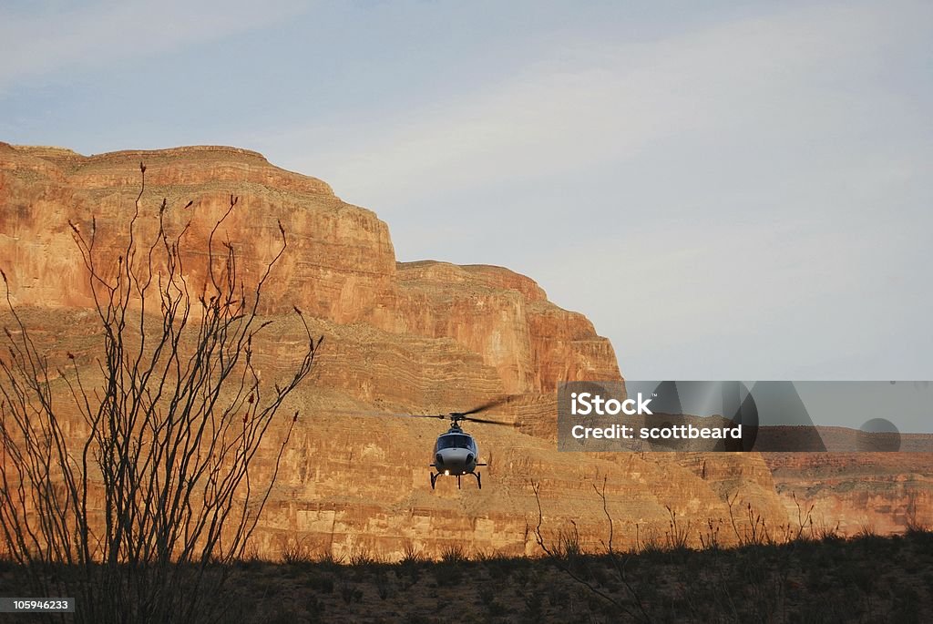 Helicopter landing at Grand Canyon 2 Middle distance shot of a helicopter landing at the Grand Canyon Arizona Stock Photo