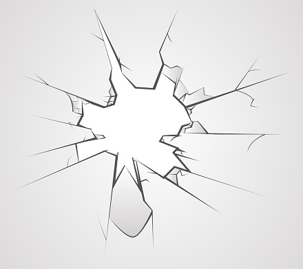 Broken glass cracks hole transperent background vector illustration