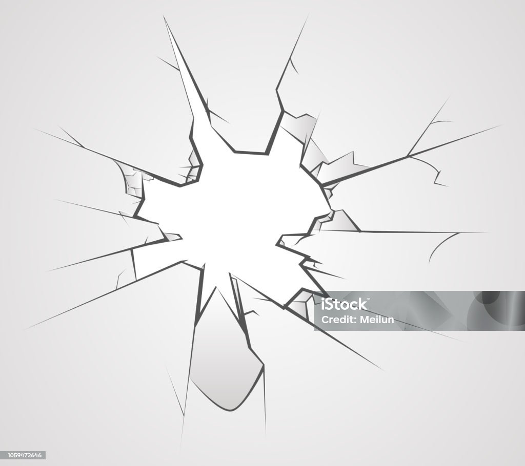 Broken glass hole cracks transperent background vector illustration Broken glass cracks hole transperent background vector illustration Broken stock vector