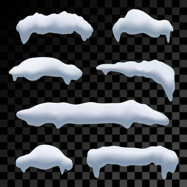 istock Seven snow caps, snowball and snowdrifts for winter decoration 1059492326